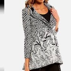 Ali Miles Black White Blazer Jacket Size Medium Wired Collar Glamorous V1